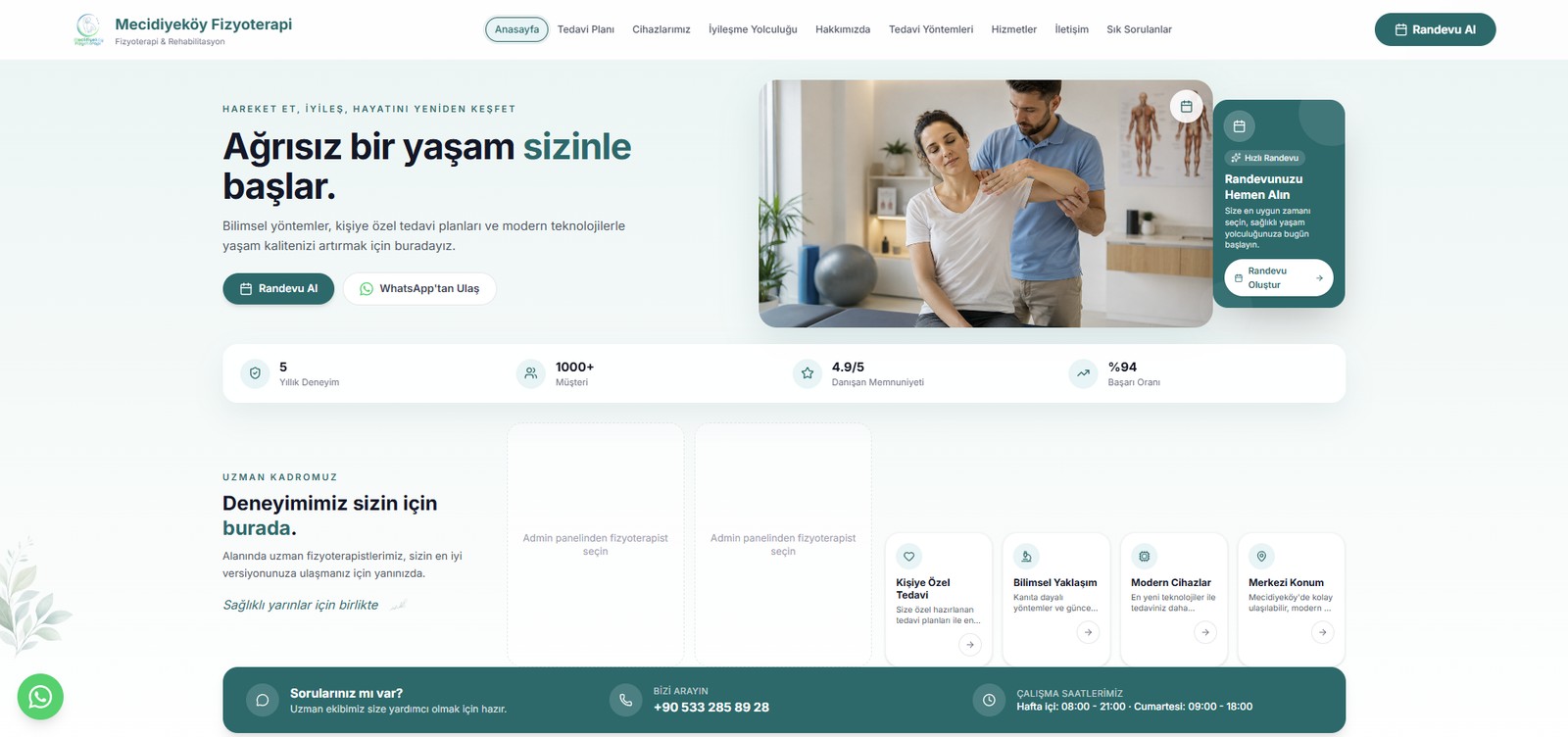 Mecidiyeköy Fizyoterapi klinik web sitesi